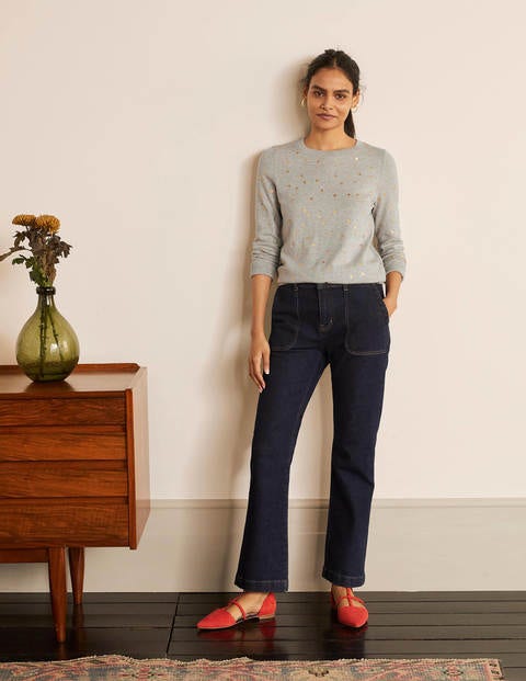 Banbury Cotton Sweater - Grey Marl, Foil Scattered Spot Banbury Cotton Sweater - Grey Marl, Foil Scattered Spot