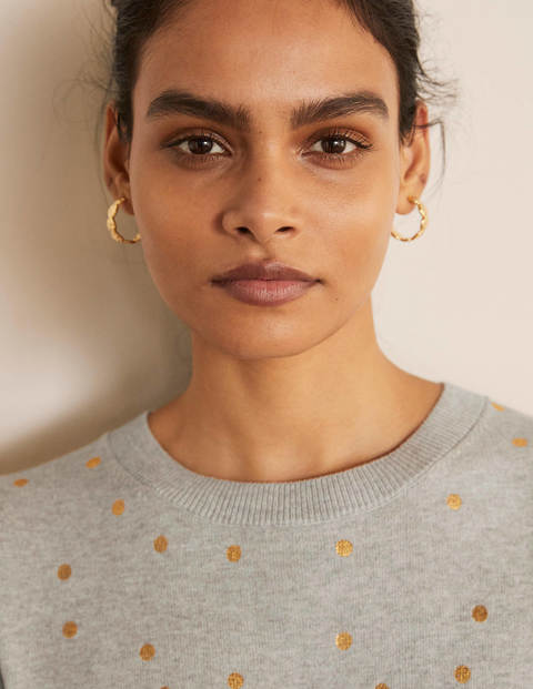 Banbury Cotton Sweater - Grey Marl, Foil Scattered Spot Banbury Cotton Sweater - Grey Marl, Foil Scattered Spot
