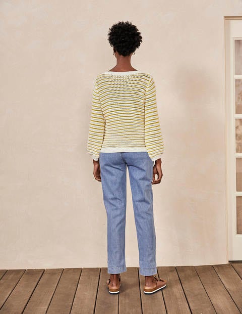 Leven Pointelle Sweater - Ivory/Chartreuse Leven Pointelle Sweater - Ivory/Chartreuse