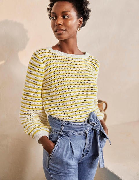 Leven Pointelle Sweater - Ivory/Chartreuse Leven Pointelle Sweater - Ivory/Chartreuse