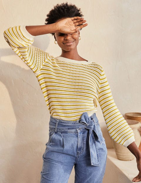Leven Pointelle Sweater - Ivory/Chartreuse Leven Pointelle Sweater - Ivory/Chartreuse