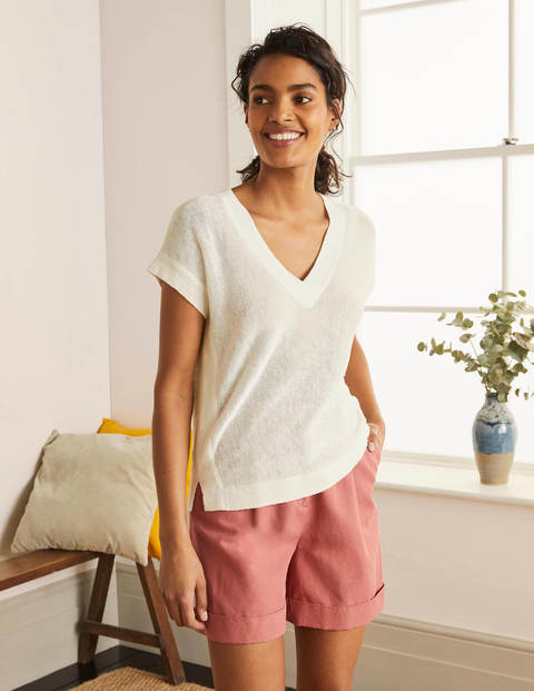 Anglesey Ribbed Linen Tee - Ivory Anglesey Ribbed Linen Tee - Ivory