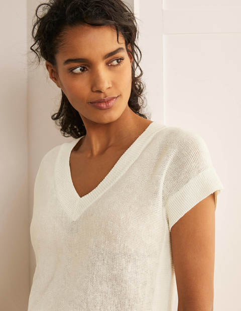 Anglesey Ribbed Linen Tee - Ivory Anglesey Ribbed Linen Tee - Ivory
