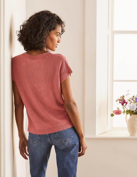 Anglesey Ribbed Linen Tee - Dusty Red Anglesey Ribbed Linen Tee - Dusty Red