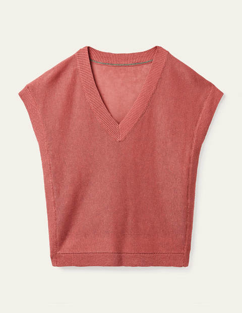 Anglesey Ribbed Linen Tee - Dusty Red Anglesey Ribbed Linen Tee - Dusty Red