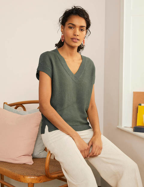 Anglesey Ribbed Linen Tee - Alder Anglesey Ribbed Linen Tee - Alder