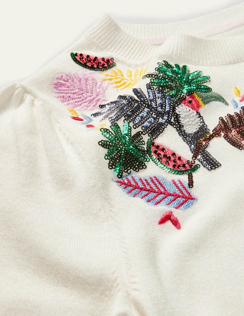 Belsay Strick-T-Shirt mit Stickerei - Naturweiß Belsay Strick-T-Shirt mit Stickerei - Naturweiß