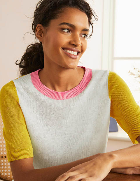 T-shirt Askerton en maille de lin - Colourblock jonquille T-shirt Askerton en maille de lin - Colourblock jonquille