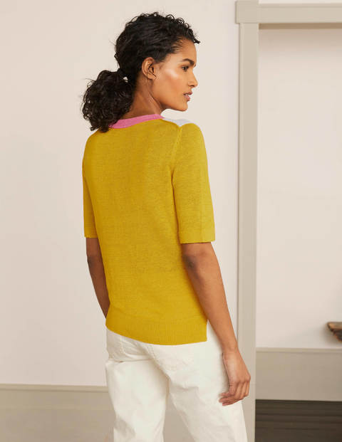 T-shirt Askerton en maille de lin - Colourblock jonquille T-shirt Askerton en maille de lin - Colourblock jonquille