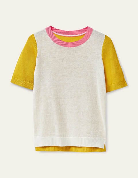 Askerton Strick-T-Shirt aus Leinen - Narzissengelb, Blockfarben