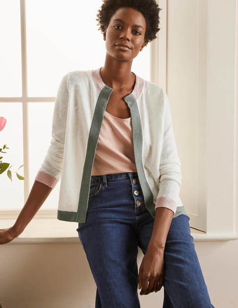 Dalton Linen Cardigan - Ivory Colourblock Dalton Linen Cardigan - Ivory Colourblock