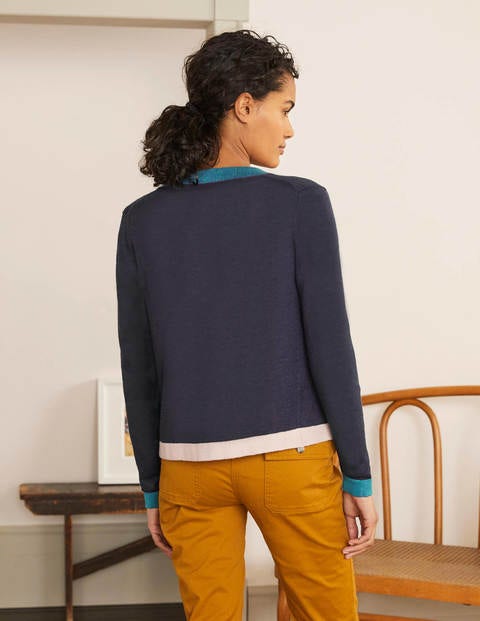 Dalton Linen Cardigan - Navy Colourblock Dalton Linen Cardigan - Navy Colourblock