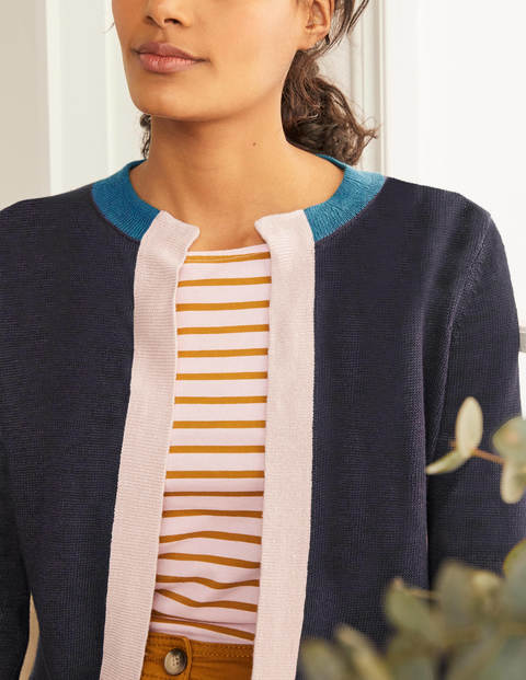 Dalton Linen Cardigan - Navy Colourblock Dalton Linen Cardigan - Navy Colourblock