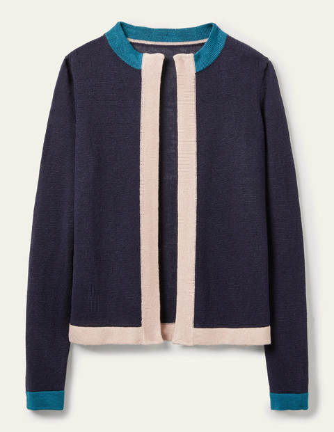 Dalton Linen Cardigan - Navy Colourblock Dalton Linen Cardigan - Navy Colourblock