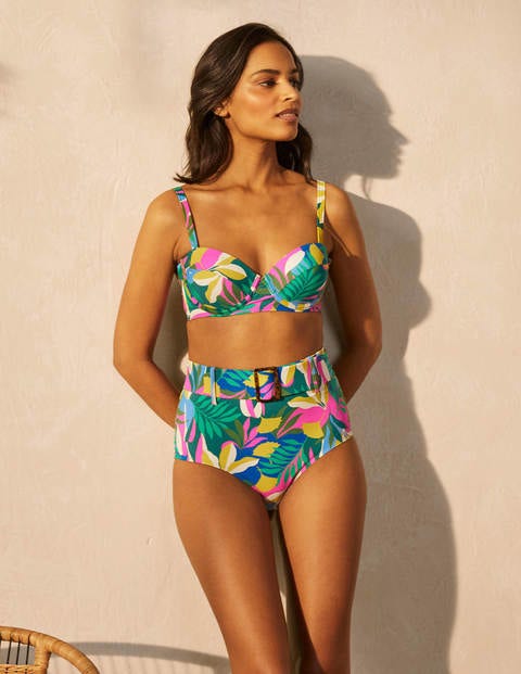 Kythira Belted Bikini Bottoms - Palm Leaf, Tropical Flora Kythira Belted Bikini Bottoms - Palm Leaf, Tropical Flora