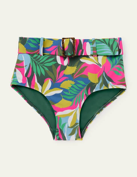 Kythira Belted Bikini Bottoms - Palm Leaf, Tropical Flora Kythira Belted Bikini Bottoms - Palm Leaf, Tropical Flora