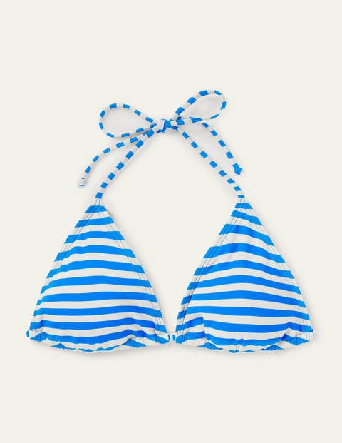Bikinioberteil mit Bändern - Chinablau/Naturweiß, Gestreift Bikinioberteil mit Bändern - Chinablau/Naturweiß, Gestreift