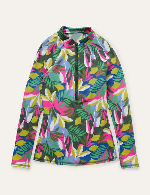 Zip Up Rash Guard - Palm Leaf, Tropical Flora Zip Up Rash Guard - Palm Leaf, Tropical Flora