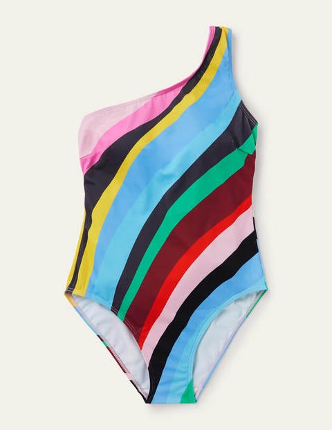 Evia One Shoulder Swimsuit - Chartreuse, Mustique Wave Evia One Shoulder Swimsuit - Chartreuse, Mustique Wave