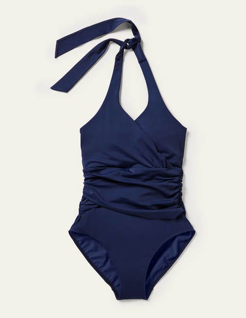 Halter Ruched Swimsuit - Navy Halter Ruched Swimsuit - Navy