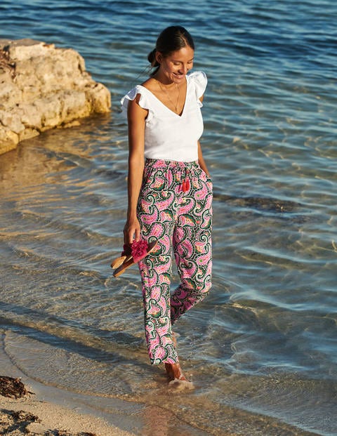 Pantalon Bembridge - Bleu marine foncé, motif Summer Paisley Pantalon Bembridge - Bleu marine foncé, motif Summer Paisley