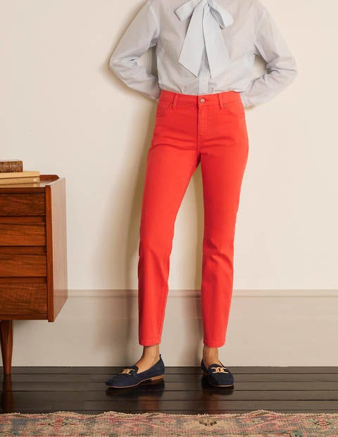 Slim Straight Ankle Jeans - Cherry Red