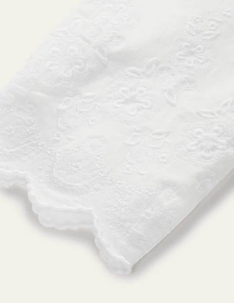 Slim Straight Ankle Skimmers - White Embroidered Slim Straight Ankle Skimmers - White Embroidered