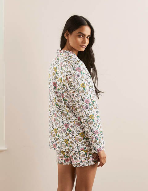 Janie Pajama Shirt - Ivory, Beautiful Garden Janie Pajama Shirt - Ivory, Beautiful Garden