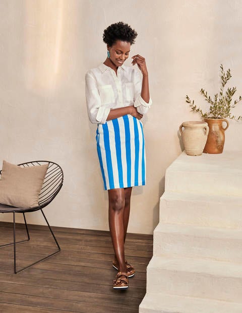 Danby Pull On Mini Skirt - Moroccan Blue and Ivory Stripe