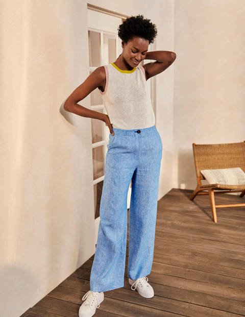 Eldon Linen Trousers - Morrocan Blue Tonic Eldon Linen Trousers - Morrocan Blue Tonic