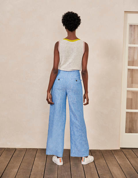 Eldon Linen Trousers - Morrocan Blue Tonic Eldon Linen Trousers - Morrocan Blue Tonic
