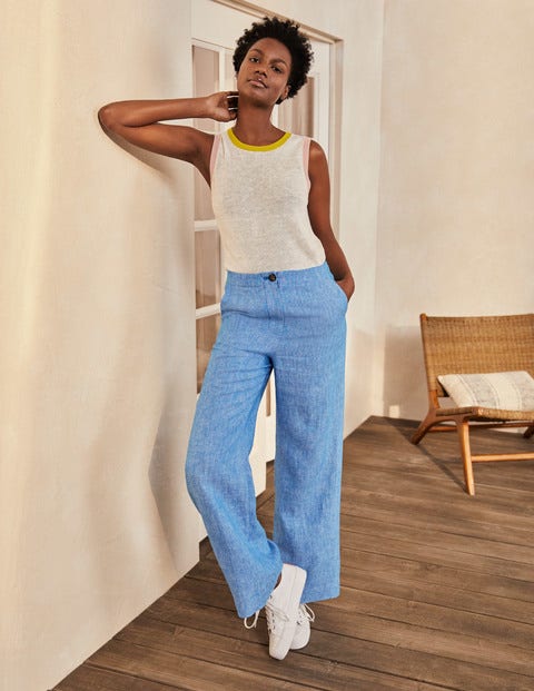 Eldon Linen Trousers - Morrocan Blue Tonic Eldon Linen Trousers - Morrocan Blue Tonic