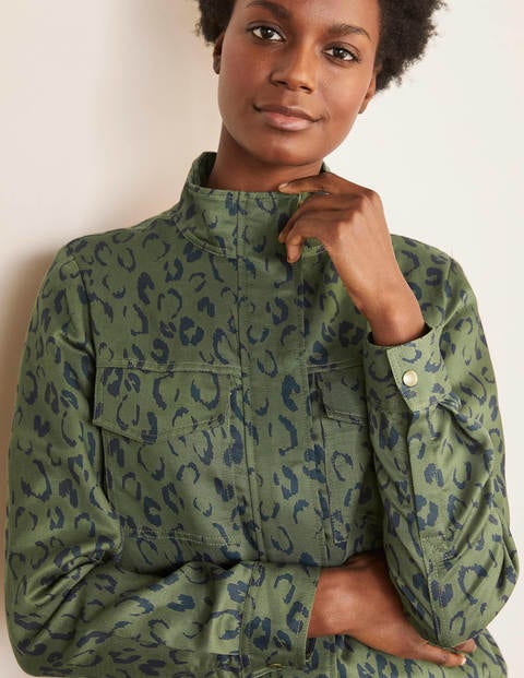 Hardwicke Jacke - Erlengrün/Navy, Leopardenmuster Hardwicke Jacke - Erlengrün/Navy, Leopardenmuster