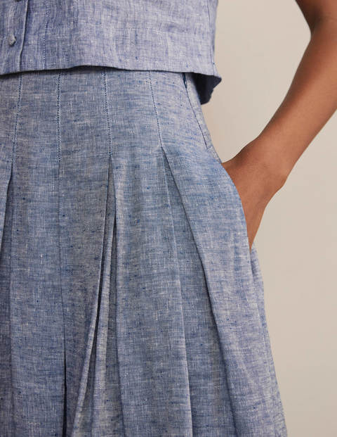 Lydia Linen Pleated Skirt - Chambray Lydia Linen Pleated Skirt - Chambray