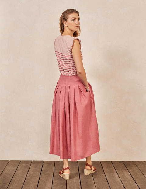 Lydia Linen Pleated Skirt - Dusty Red Lydia Linen Pleated Skirt - Dusty Red