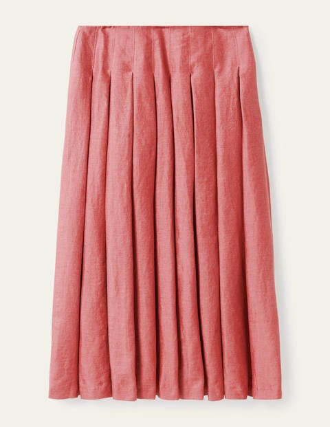Lydia Linen Pleated Skirt - Dusty Red Lydia Linen Pleated Skirt - Dusty Red