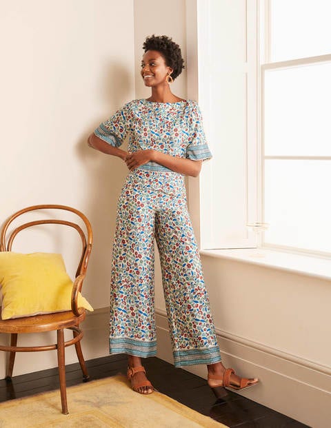 Elizabeth Pants - Ivory, Trailing Posy Elizabeth Pants - Ivory, Trailing Posy