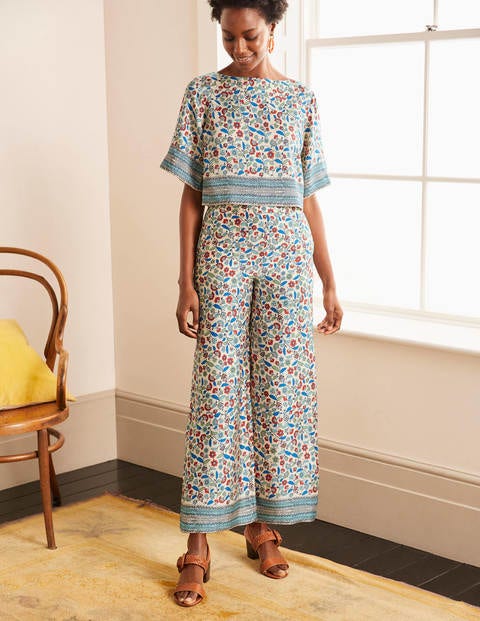 Elizabeth Pants - Ivory, Trailing Posy Elizabeth Pants - Ivory, Trailing Posy