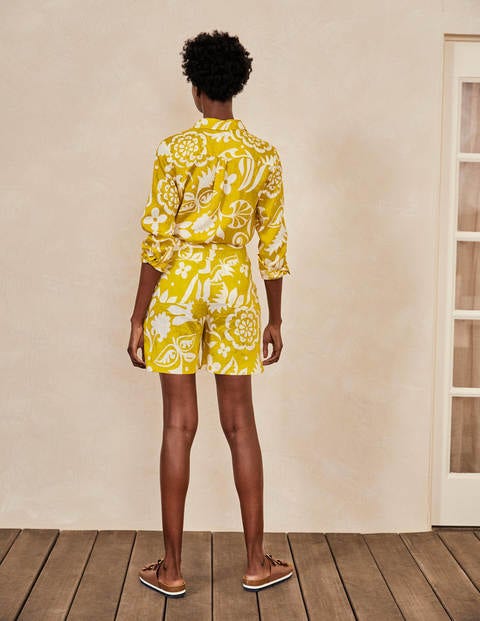 Georgina Linen Shorts - Chartreuse, Garden Tropic Georgina Linen Shorts - Chartreuse, Garden Tropic