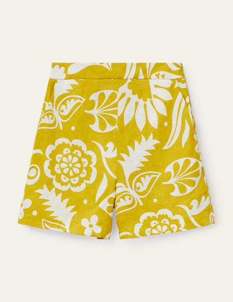 Georgina Linen Shorts - Chartreuse, Garden Tropic Georgina Linen Shorts - Chartreuse, Garden Tropic