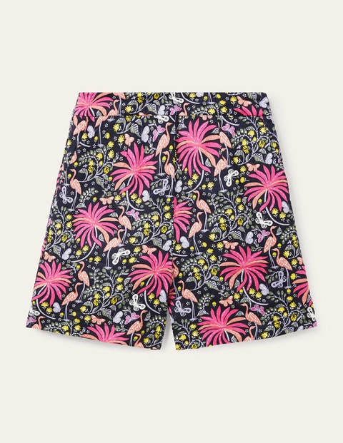 Georgina Linen Shorts - Navy, Tropical Charm Georgina Linen Shorts - Navy, Tropical Charm