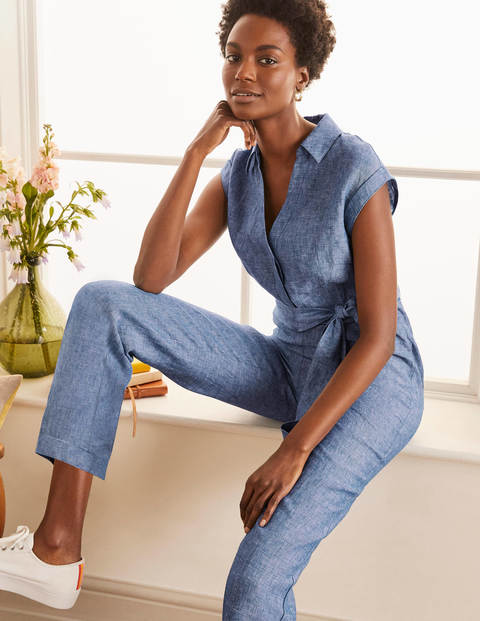 Catriona Linen Jumpsuit - Authentic Blue - Chambray