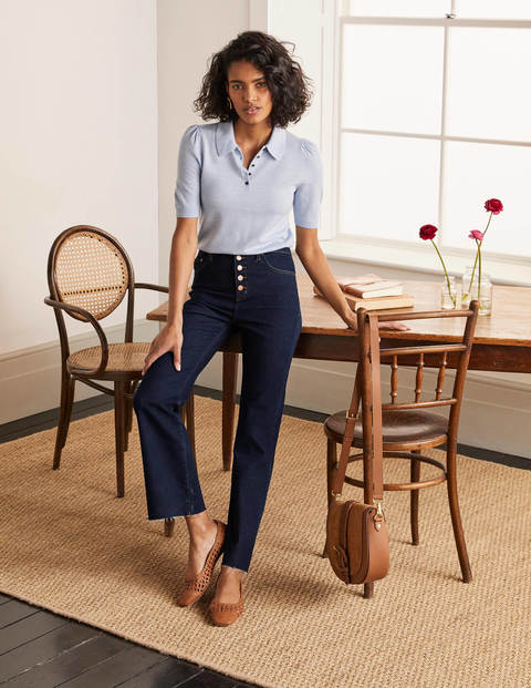 Jeans mit Schlag und Knopfleiste - Indigoblau Jeans mit Schlag und Knopfleiste - Indigoblau