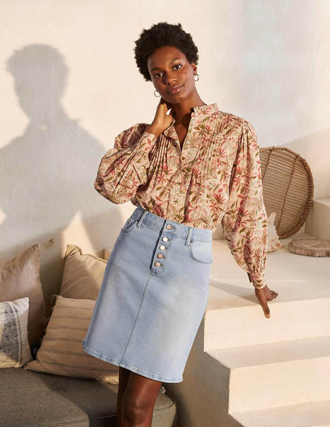 Amelie Girlfriend Skirt - Denim Light Wash Amelie Girlfriend Skirt - Denim Light Wash