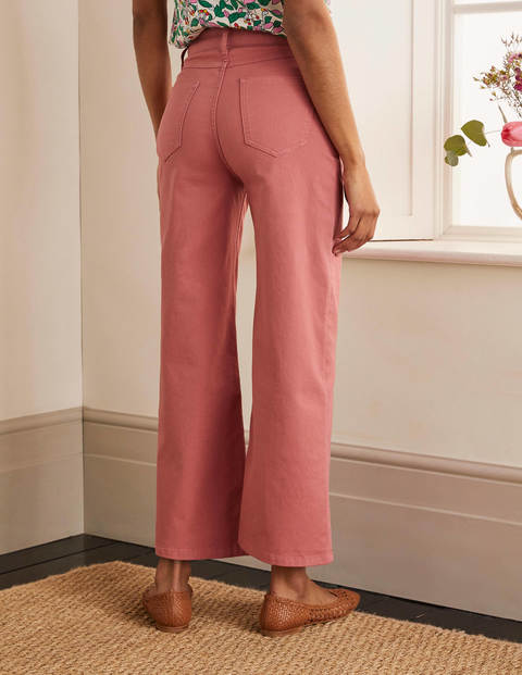 Jeans mit weitem Bein und Hornoptik-Knöpfen - Staubrot Jeans mit weitem Bein und Hornoptik-Knöpfen - Staubrot