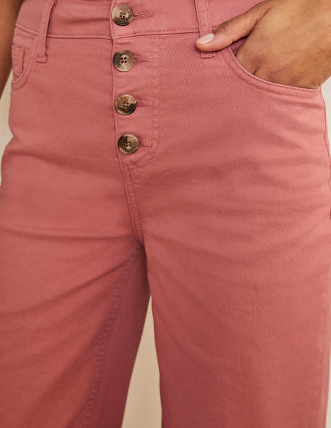 Jeans mit weitem Bein und Hornoptik-Knöpfen - Staubrot Jeans mit weitem Bein und Hornoptik-Knöpfen - Staubrot