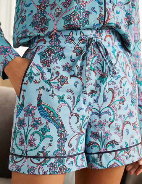 Janie Pyjama Shorts - Frost, Fanciful Peacock Janie Pyjama Shorts - Frost, Fanciful Peacock