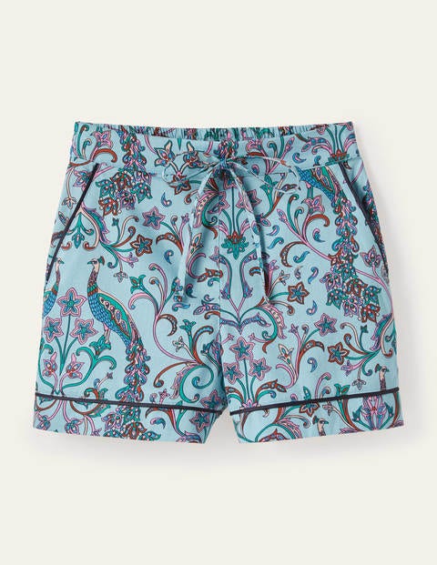 Janie Pyjama Shorts - Frost, Fanciful Peacock Janie Pyjama Shorts - Frost, Fanciful Peacock