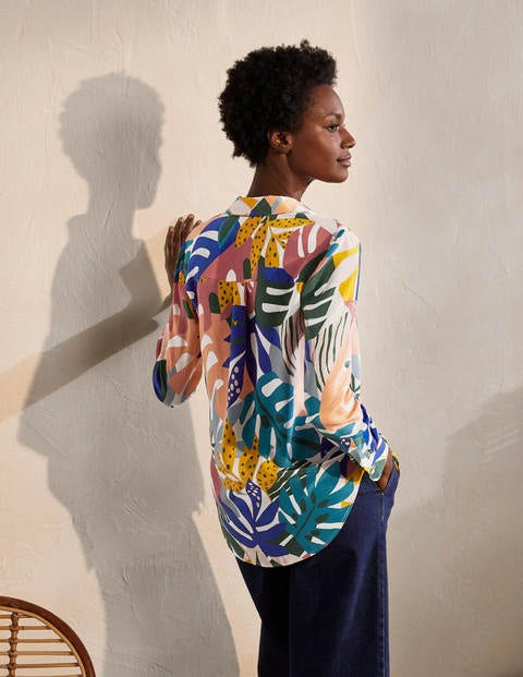 The Silk Shirt - Ivory, Leafy Tropics The Silk Shirt - Ivory, Leafy Tropics