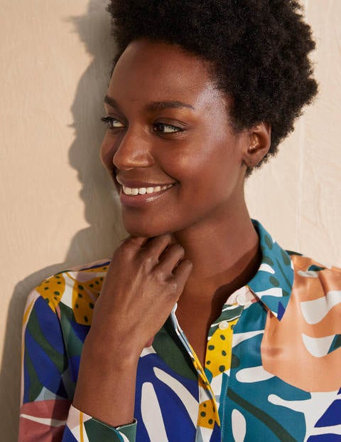The Silk Shirt - Ivory, Leafy Tropics The Silk Shirt - Ivory, Leafy Tropics